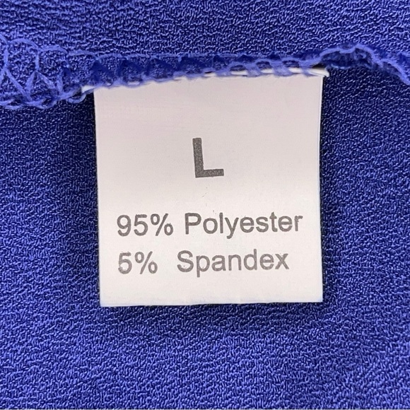 LARGE HIPPIE CHIC BLUE BLACK LACE SLEEVELESS TOP GLAM SATIN - Picture 11 of 12